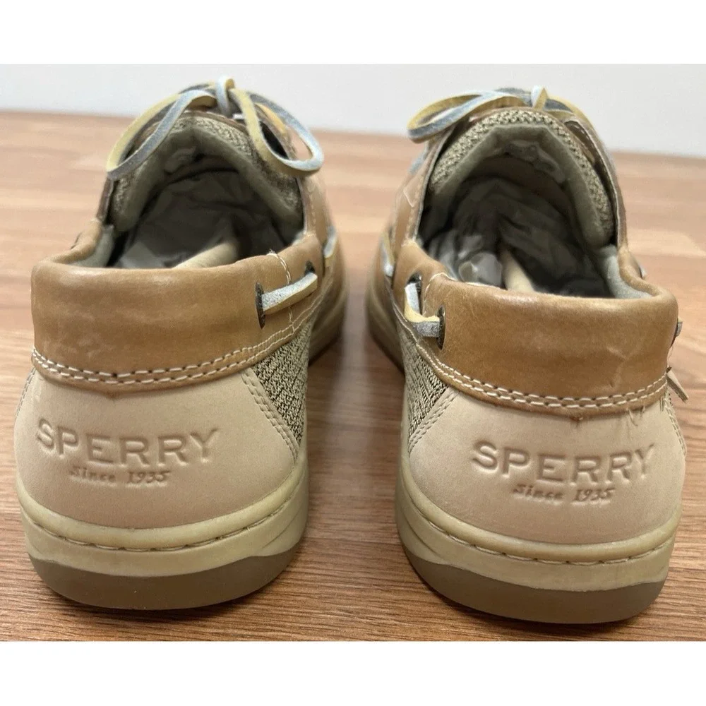 Sperry Women's Bluefish 2 Eye Leather Boat Shoes Linen/Oat Size 12 NEW